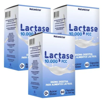 KIT LACTASE 10.000 FCC ENZIMA LACTOSE NATUNECTA – 3 UNID (180 CáPSULAS)