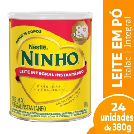 Leite em Pó Ninho Integral Instantâneo 380g - Embalagem com 24 unidades