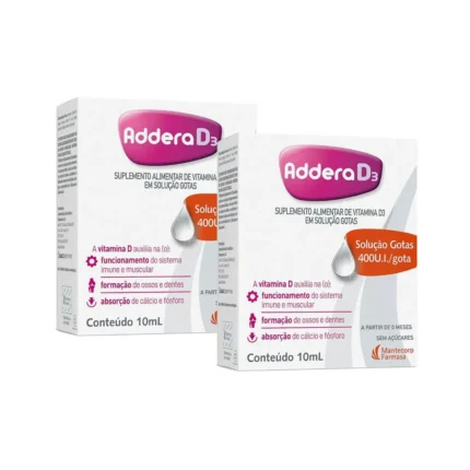 Kit 2 Vitaminas D Addera D3 400UI Gotas - 10ml