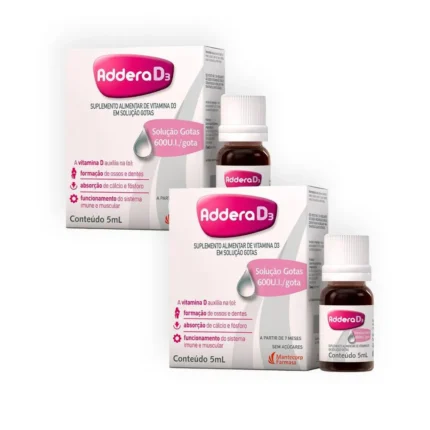Kit 2 Vitaminas D Addera D3 600UI Gotas - 5ml