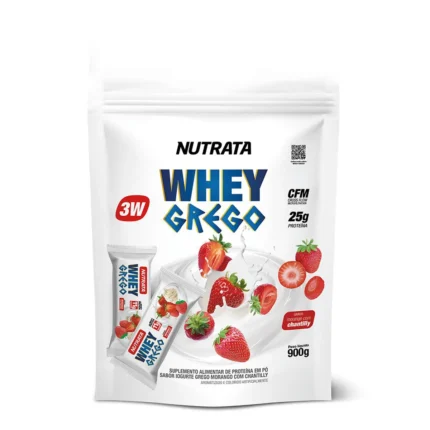 Whey Grego Nutrata Morango com Chantily Pouch 900g